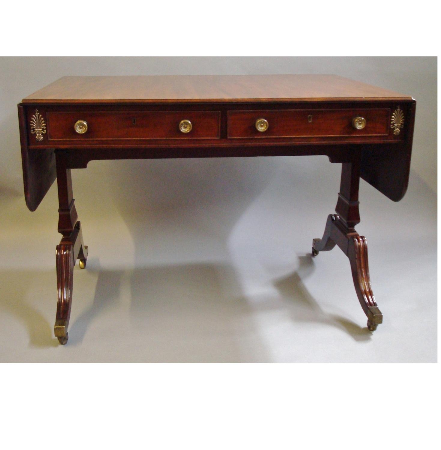 Regency mahogany and brass mounted sofa table