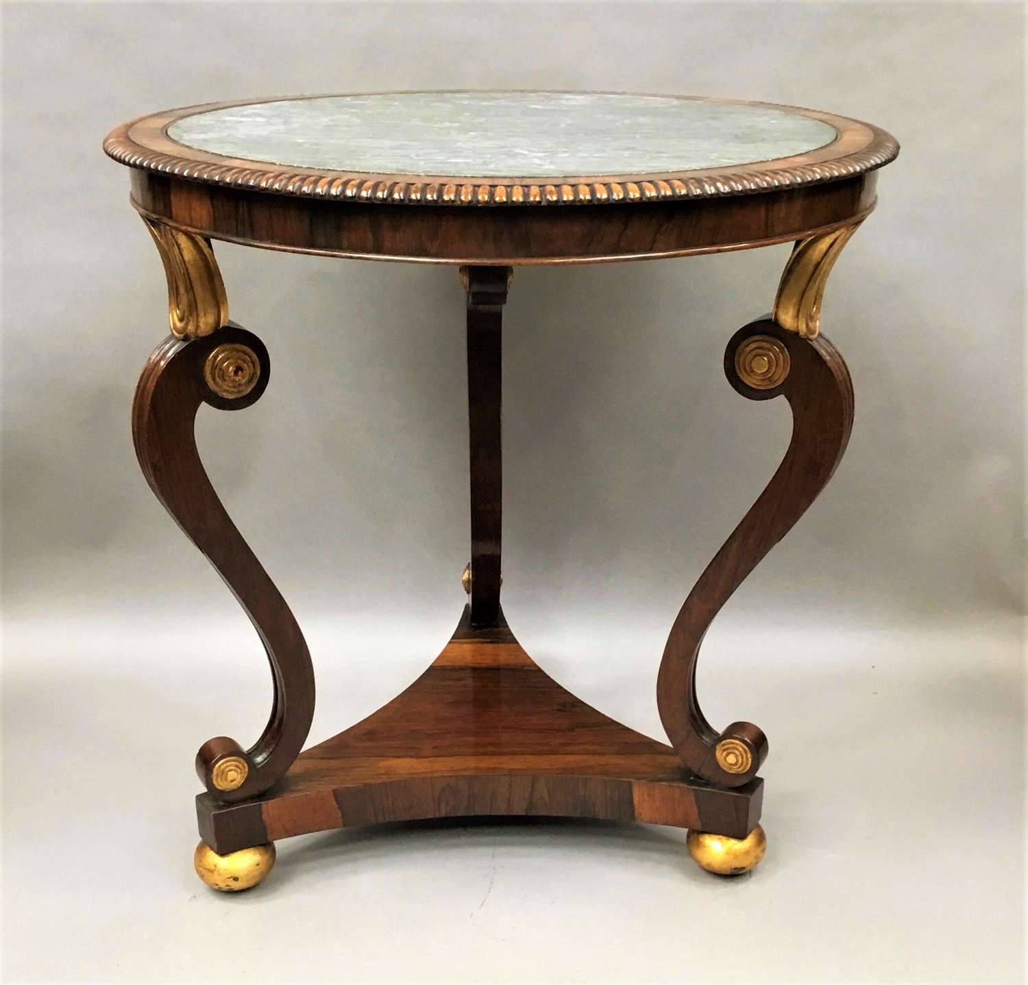 Regency circular rosewood marble top centre table