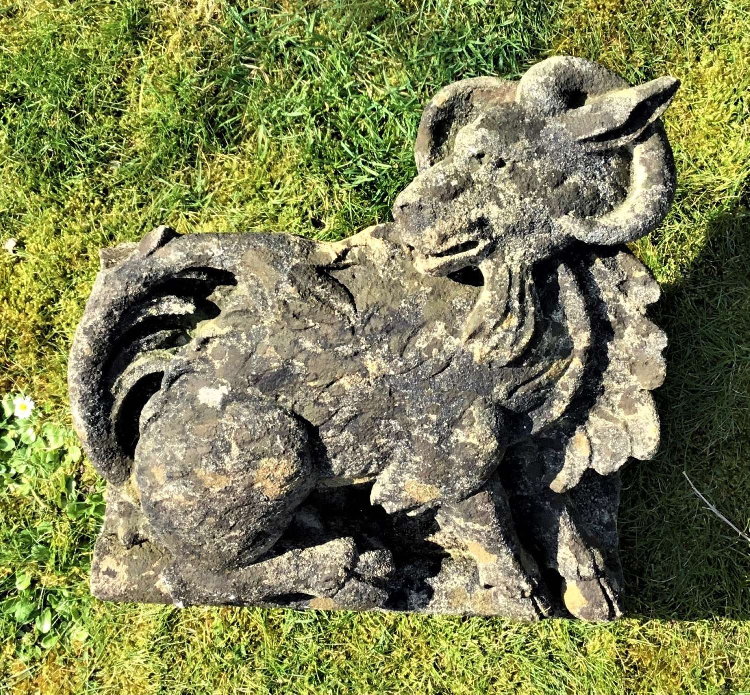C18th carved stone Capricorn goat corbel