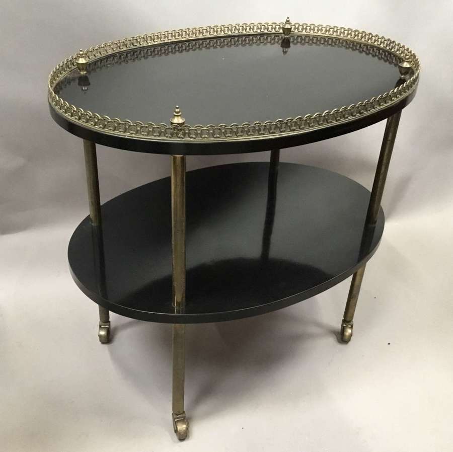 Early C20th ebonised and gilt brass etagere