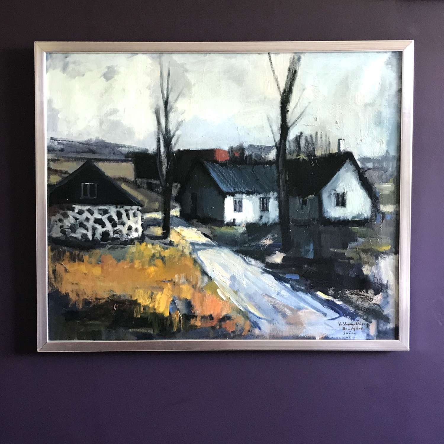 Valdemar Oberg, Farmhouse, Sweden, Oil on Canvas