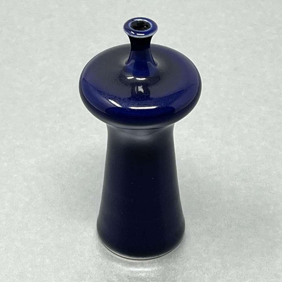 Gunnar Borg blue miniature vase Höganäs Sweden 1960s