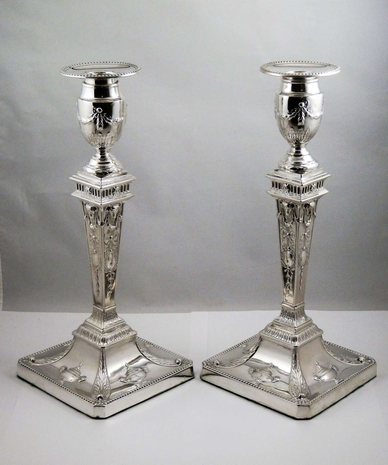 Victorian silver candle sticks, Sheffield 1899