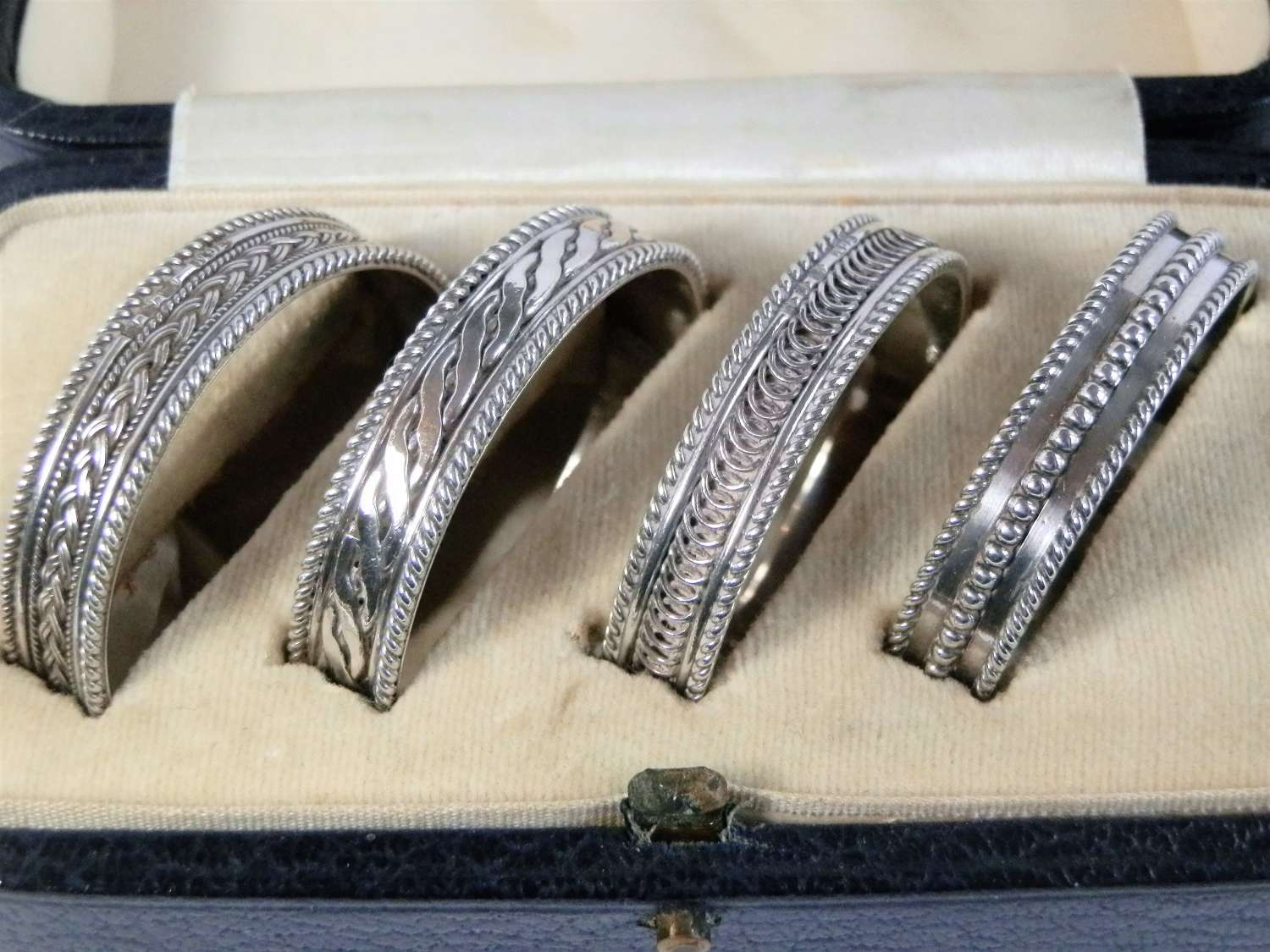 Art Deco silver napkin rings by H. G. Murphy, London 1929