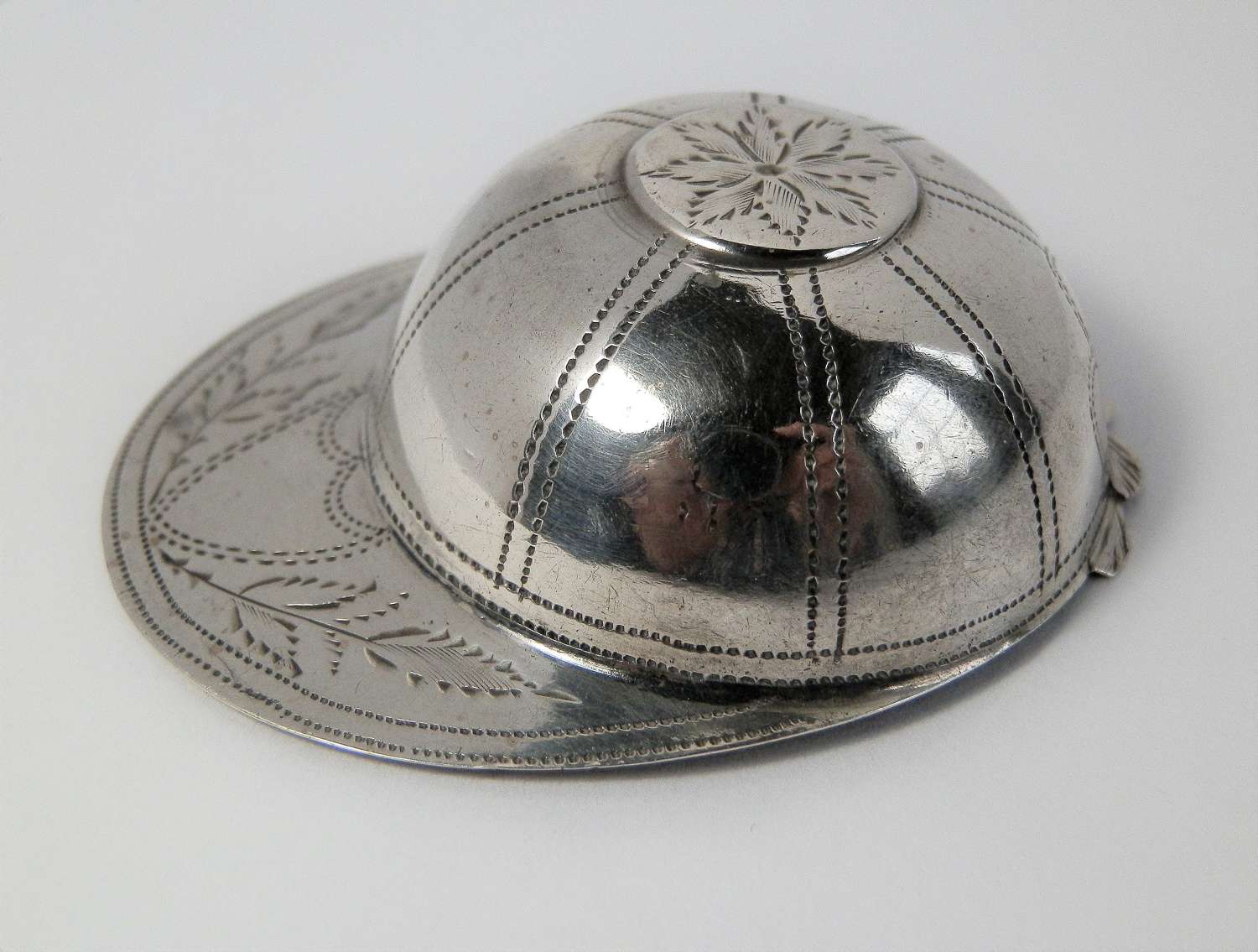 George III silver jockey cap caddy spoon, John Thornton 1799