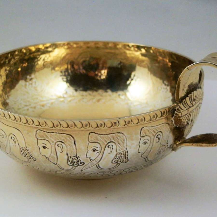 An Edwardian replica Mycenaean silver gilt cup, Chester 1906