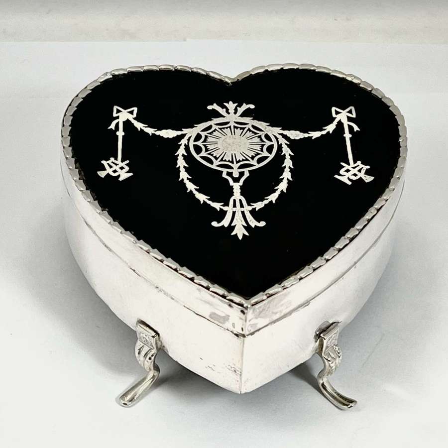 Edwardian silver and tortoise jewellery box, William Comyns 1906