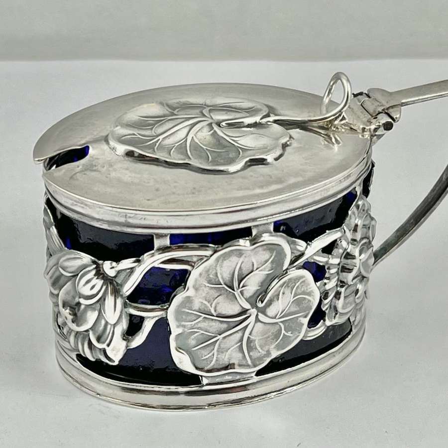Art Nouveau Edwardian silver mustard pot, Samson Mordan 1902