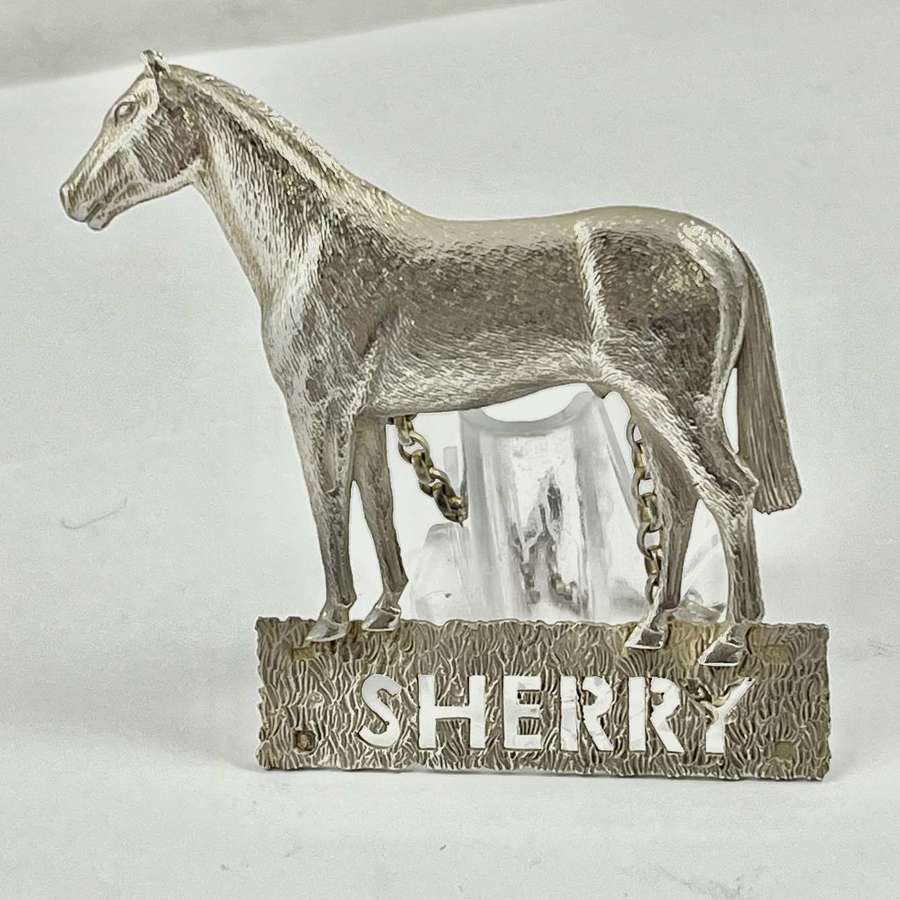 Elizabeth II silver “sherry” label, Mappin & Webb 1975