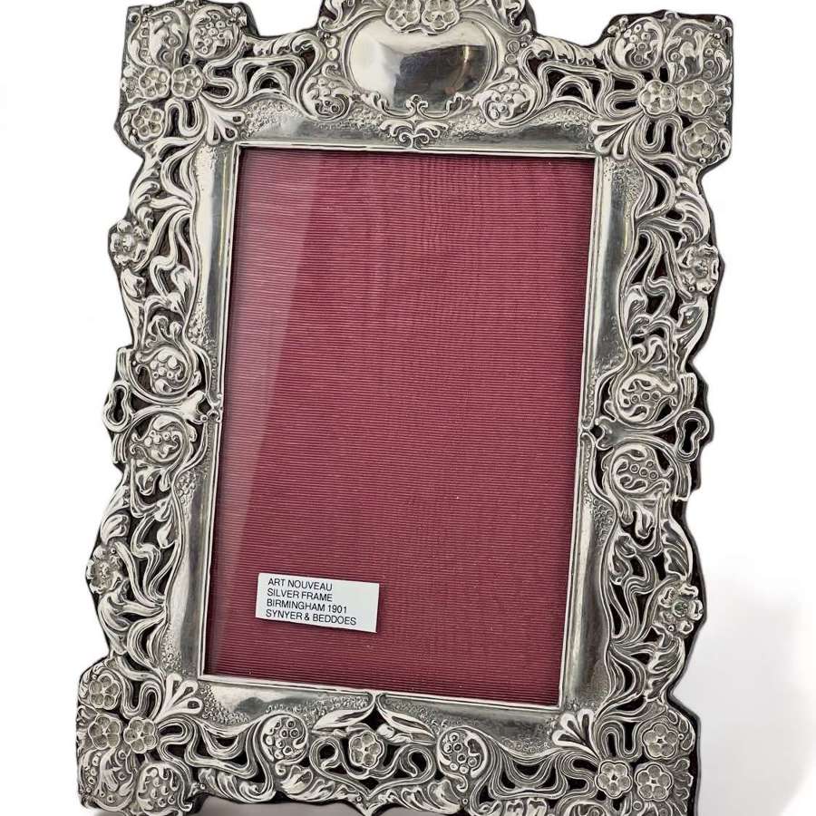 Victorian ornate antique silver picture frame, Birmingham 1901