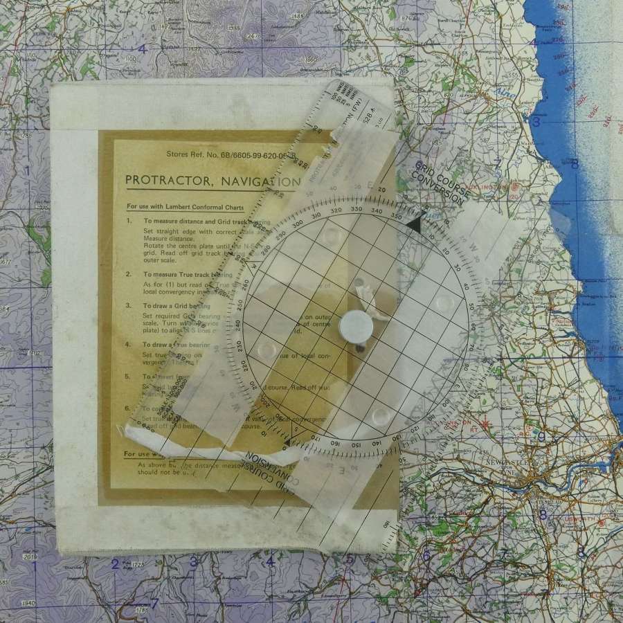 RAF navigation protractor (FW), cased