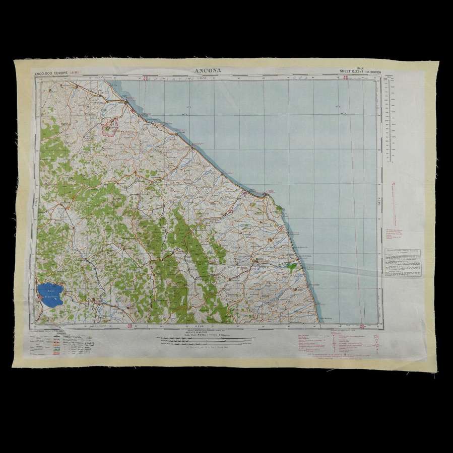 RAF escape & evasion 'miniature' map - Ancona, 1939