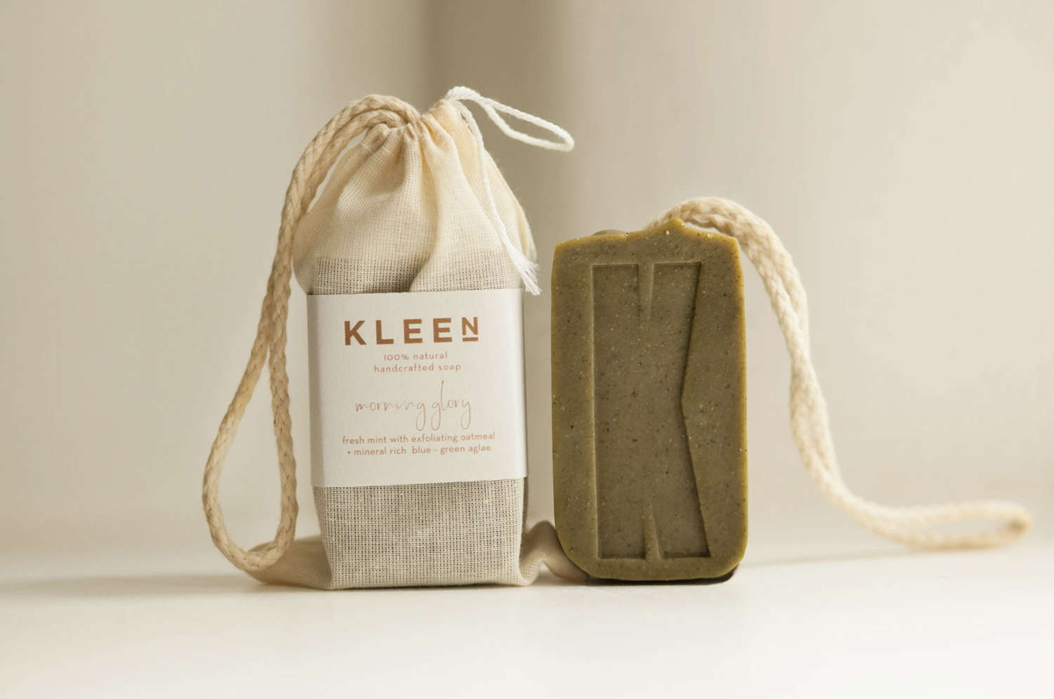 Morning Glory - Kleen 100% Natural handcrafted soap on a rope - 160g