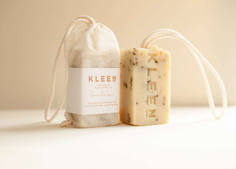 Lavender Love - Kleen 100% Natural handcrafted soap on a rope - 160g