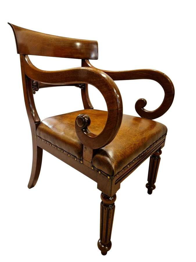 Regency Period Mahogany %26 Leather Desk Chair