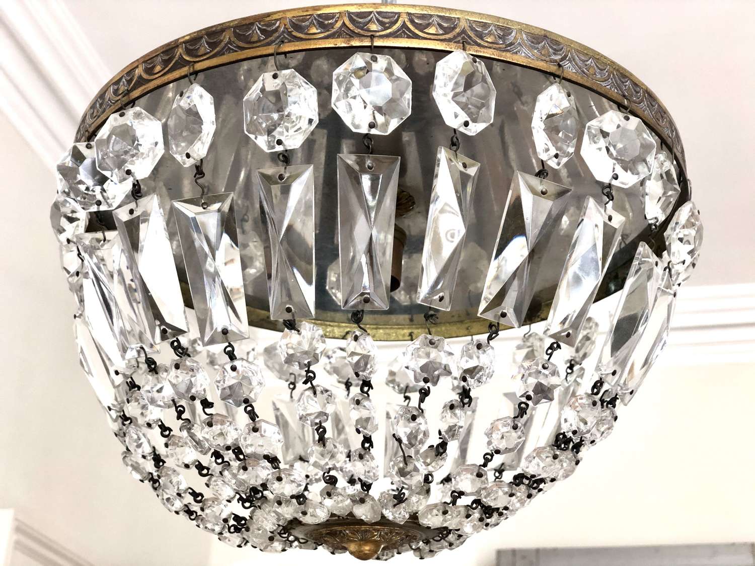 Antique French crystal bag chandelier