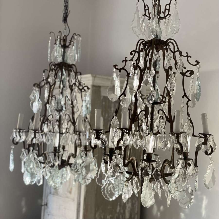Pair of large French chandeliers
