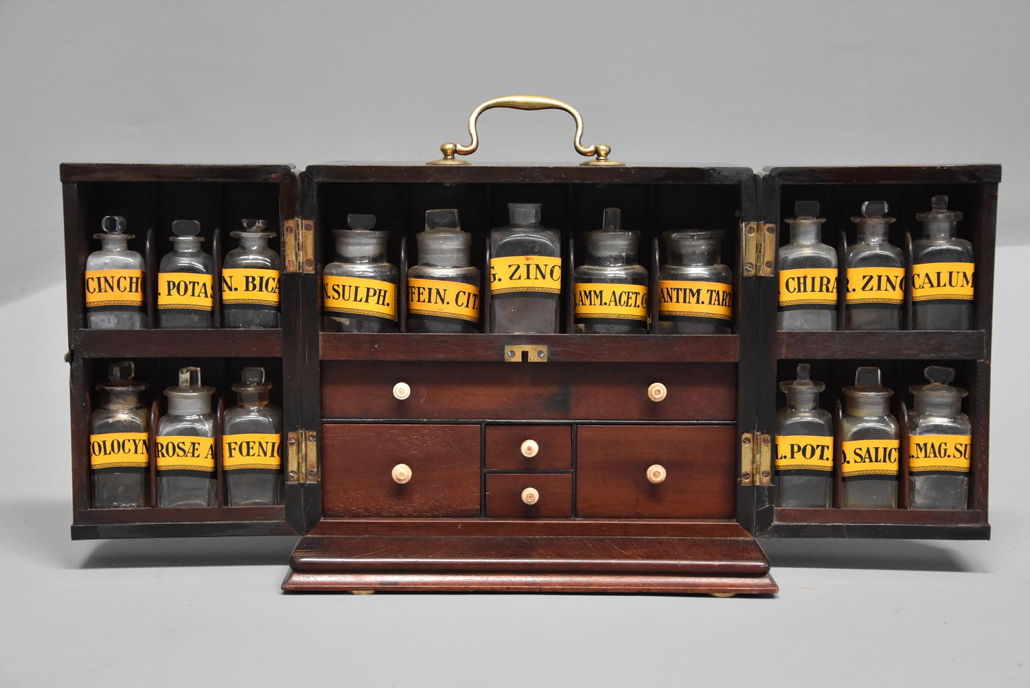Mid 19th century mahogany travelling apothecary cabinet