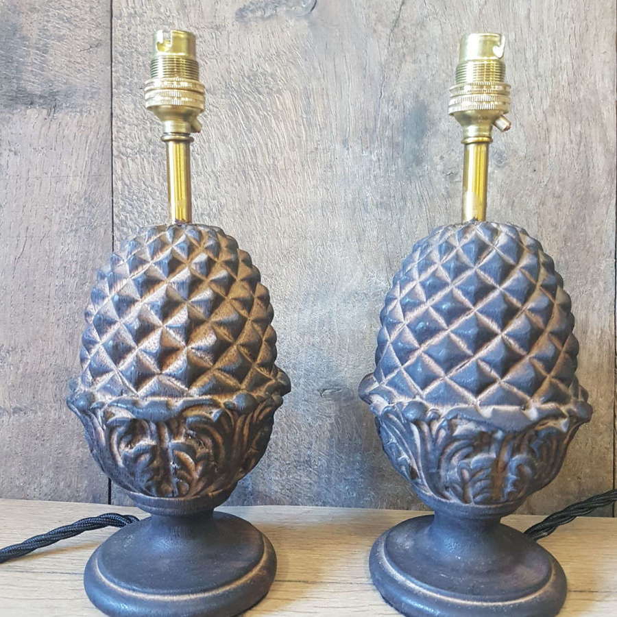 Pair of Carved Pineapple Mould Lamps