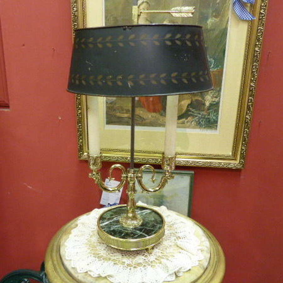 French Bouillotte Table Lamp with Marble Base c.1930