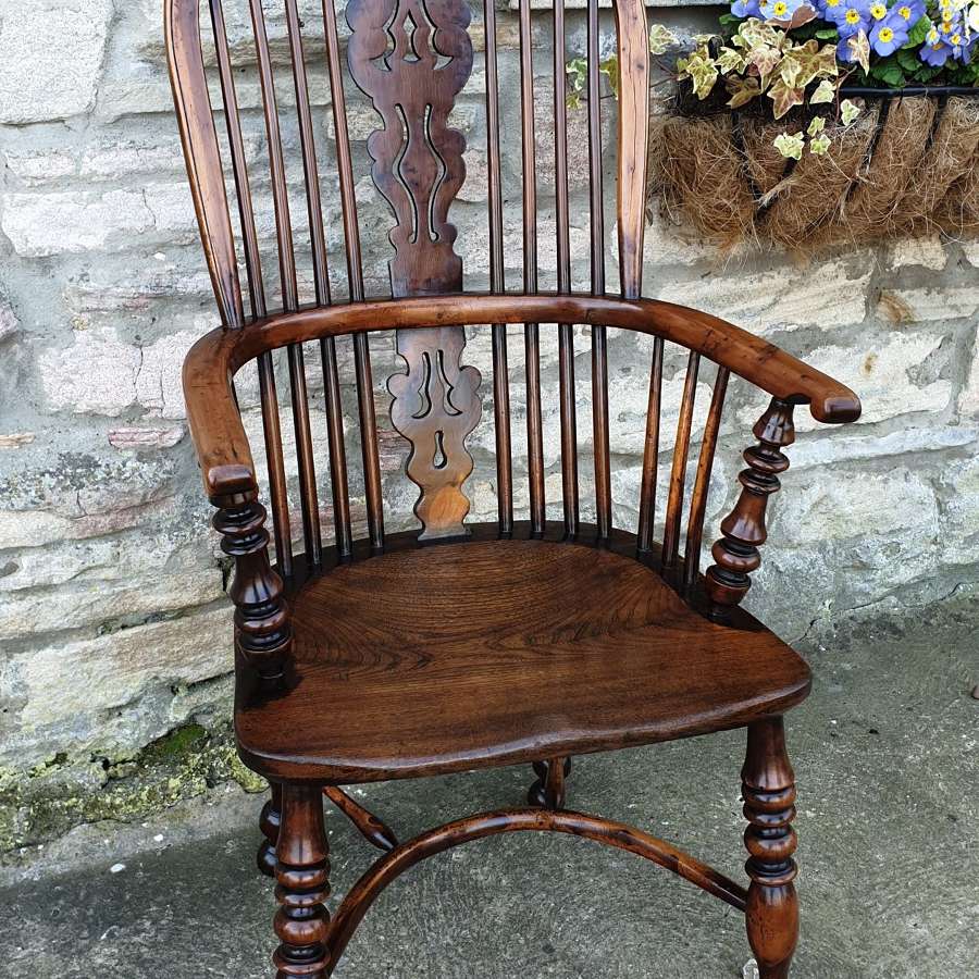 Fine Quality High Back Yew Wood Windsor Chair