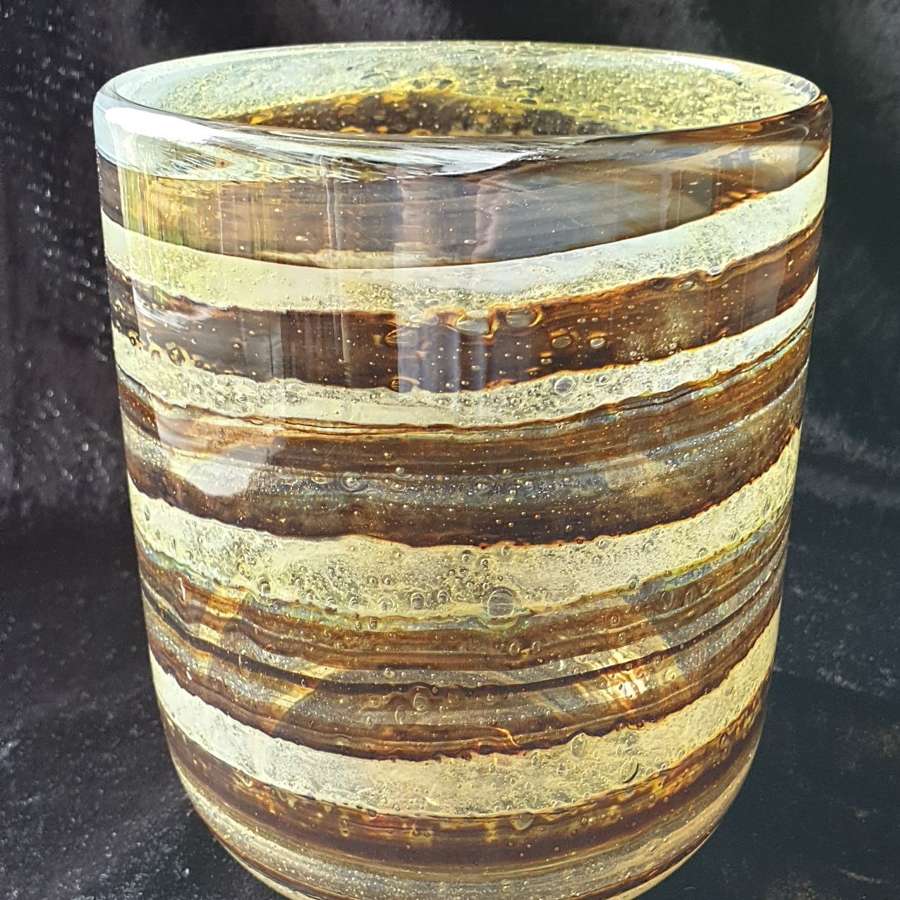 Isle of Wight Glass ‘Tortoiseshell’ cylinder Vase