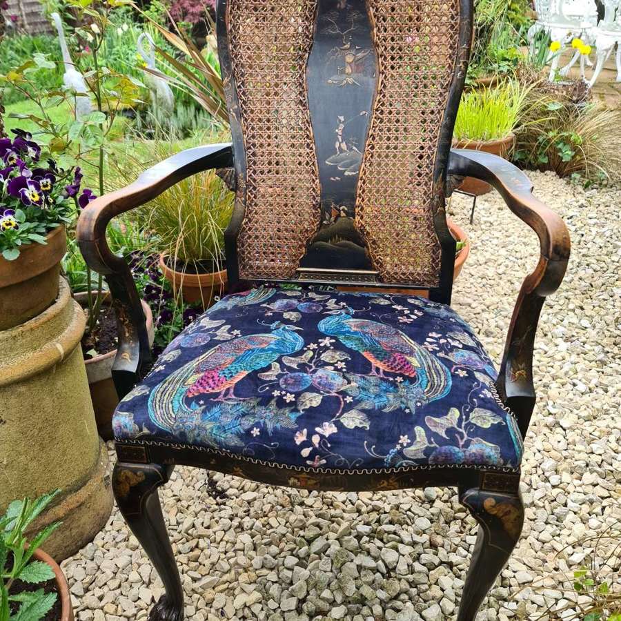Stylish Regency Chinoiserie Lacquered Desk Chair