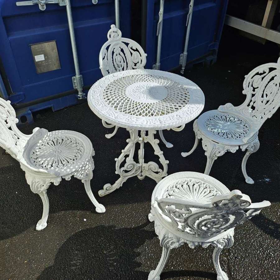 Heavy Cast-iron Set of Garden Table and Four Chairs