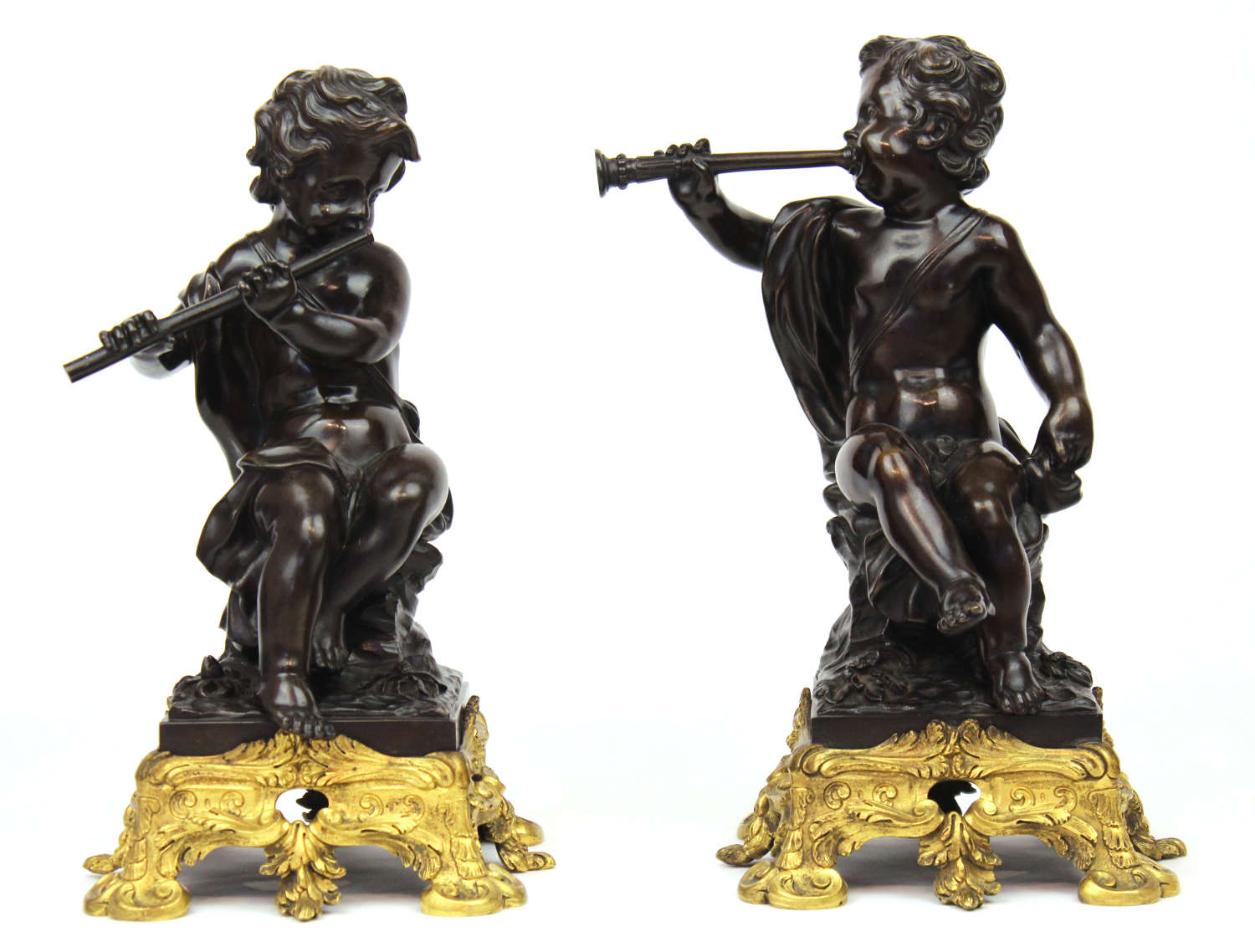 A Pair of 19th Century Bronze Cherubs