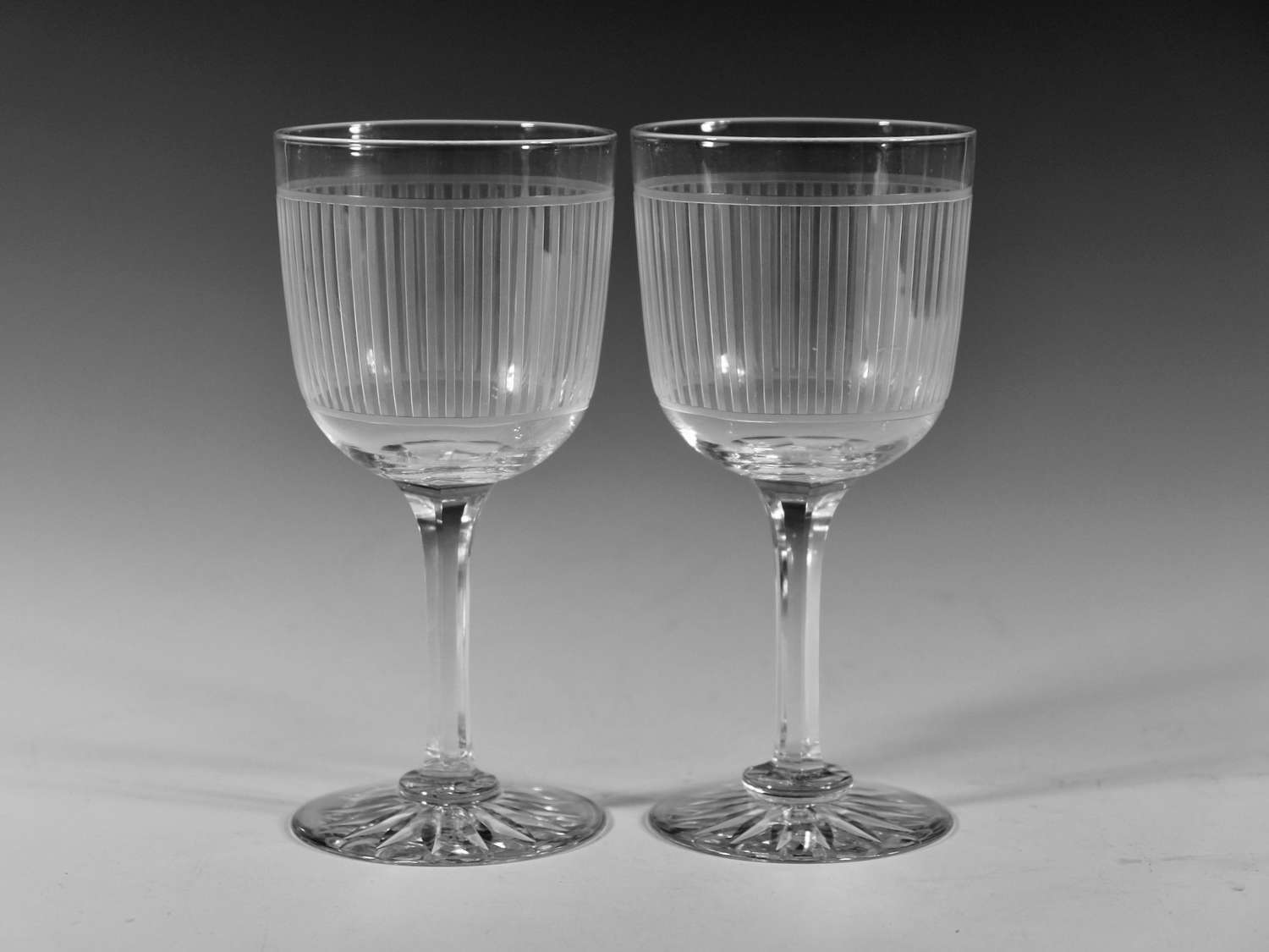Pair of engraved goblets English c1880
