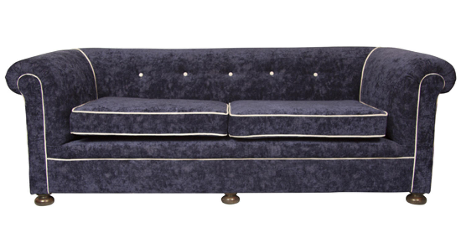 A Victorian crushed velvet reupholstered sofa