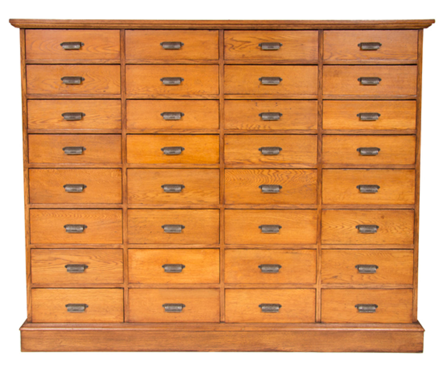 Vintage large bank of oak drawers