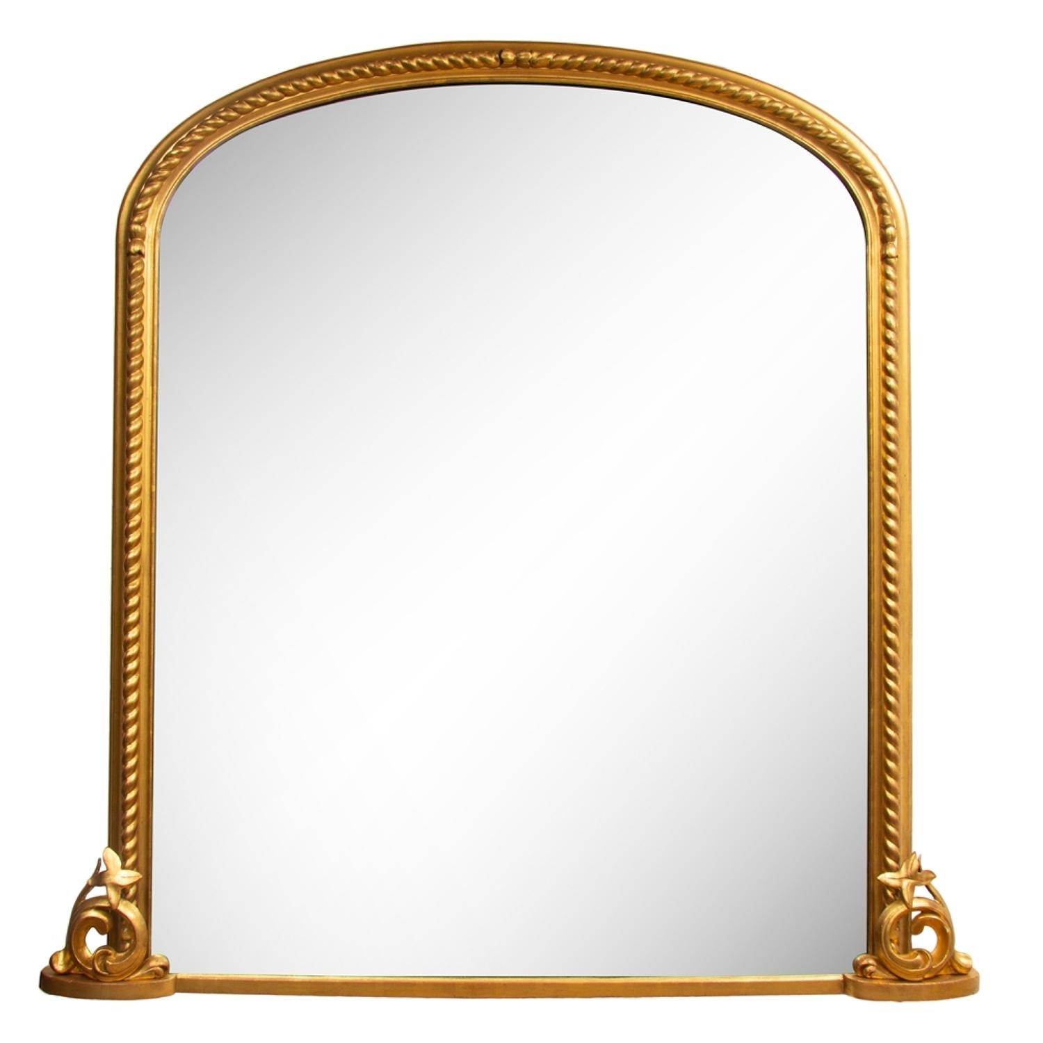 Superb large antique gilded overmantle mirror