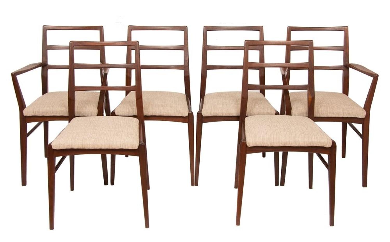 Set of 6 Ladder Back Dining Chairs c.1970