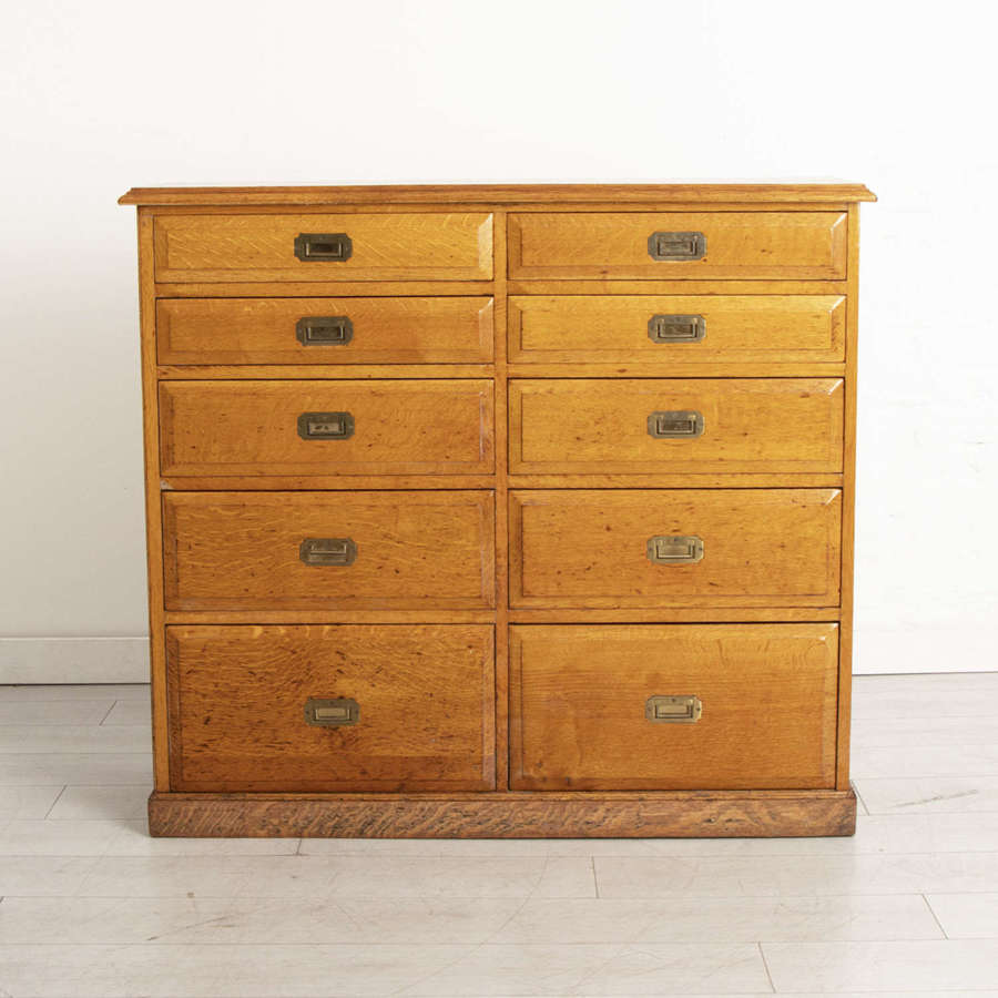 Late 19th Century Shop Fitters Bank of Drawers in Oak