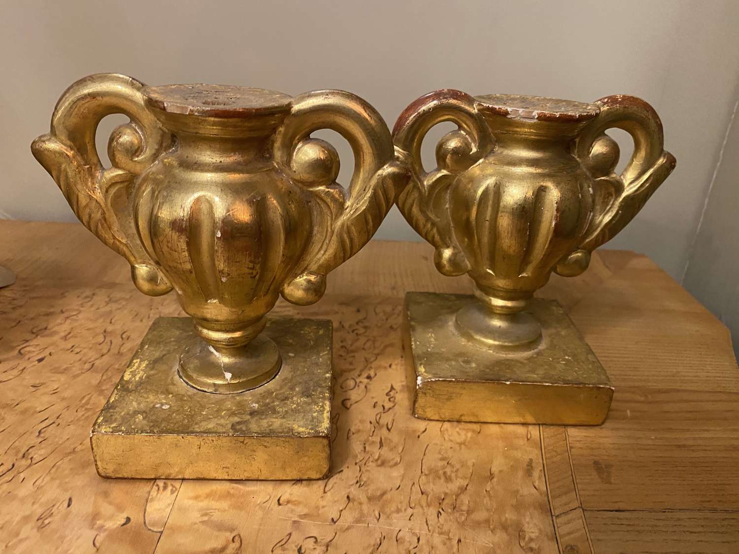 C1800 A Pair of Gilt Gesso Urn Fragments