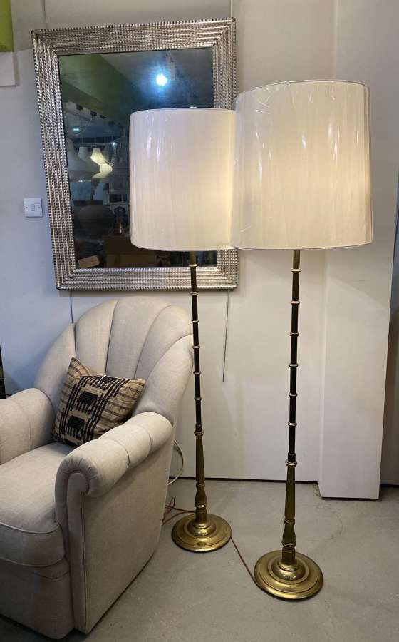 C1950 A Pair of Faux Bamboo Brass Floor Lamps