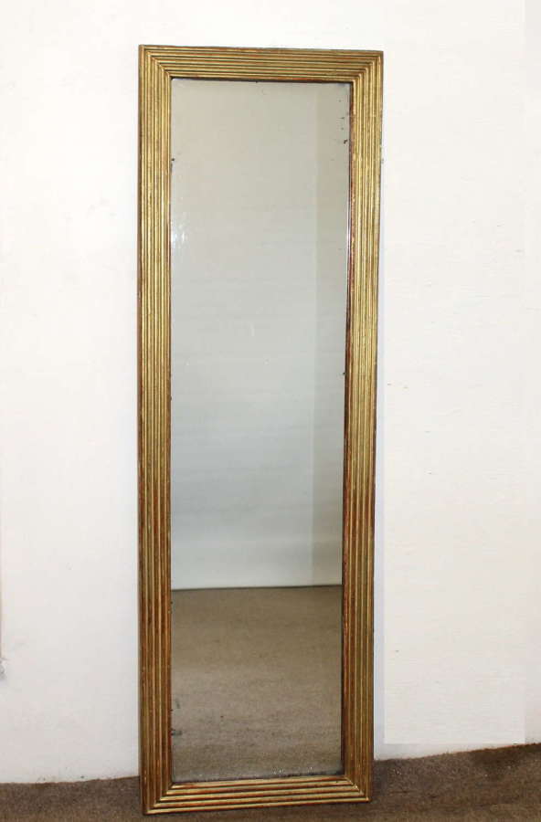 Antique French panel mirror with gilt reeded frame