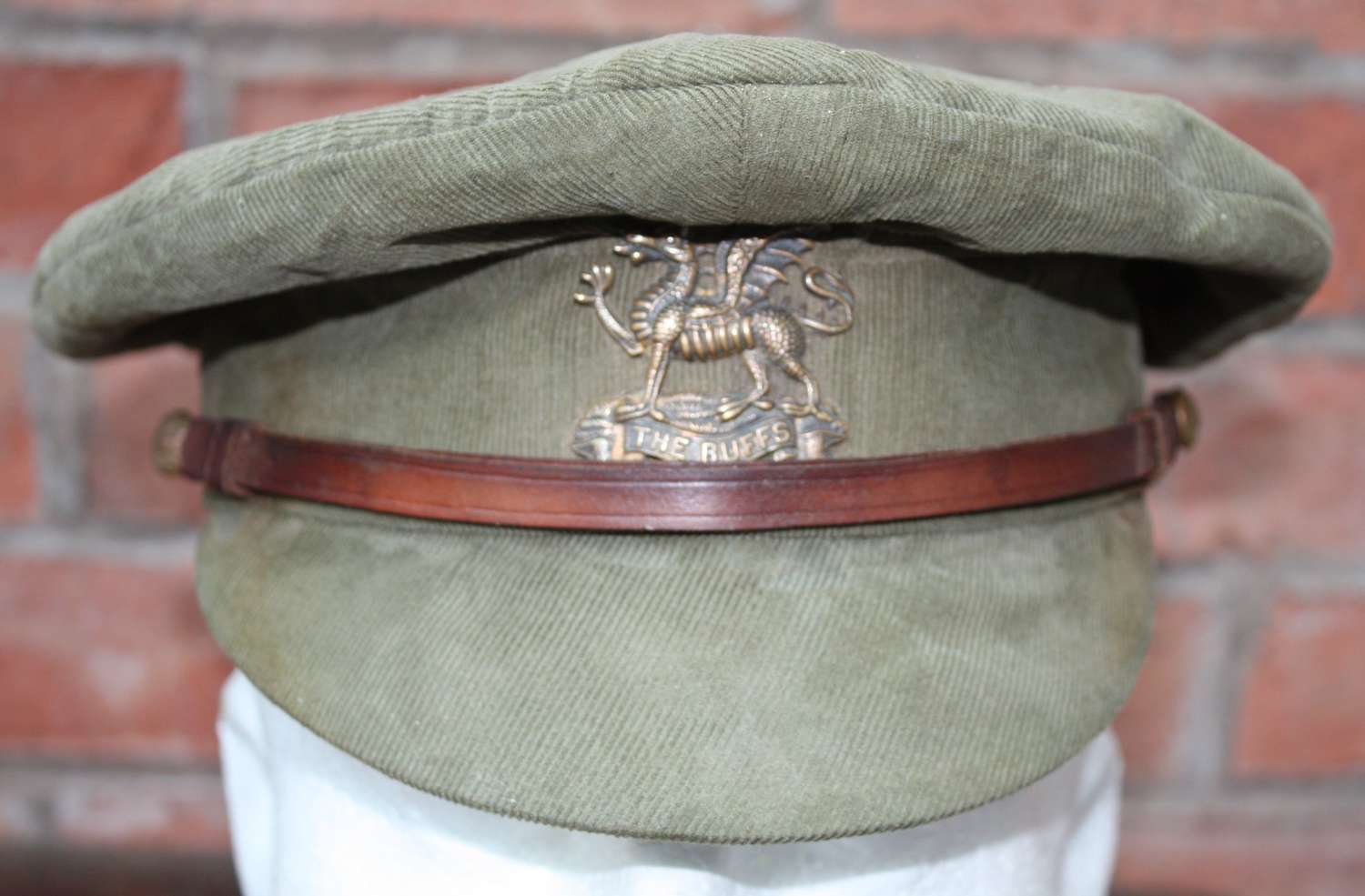 WW1 BUFFS REGIMENT: BRITISH OFFICERS FLOPPY STYLE KHAKI TRENCH CAP