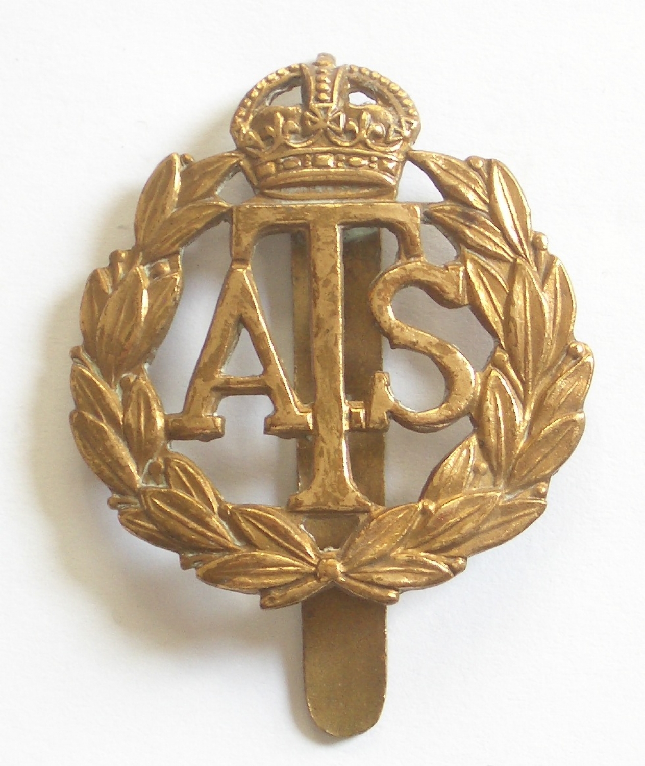 ATS WW2 brass cap badge