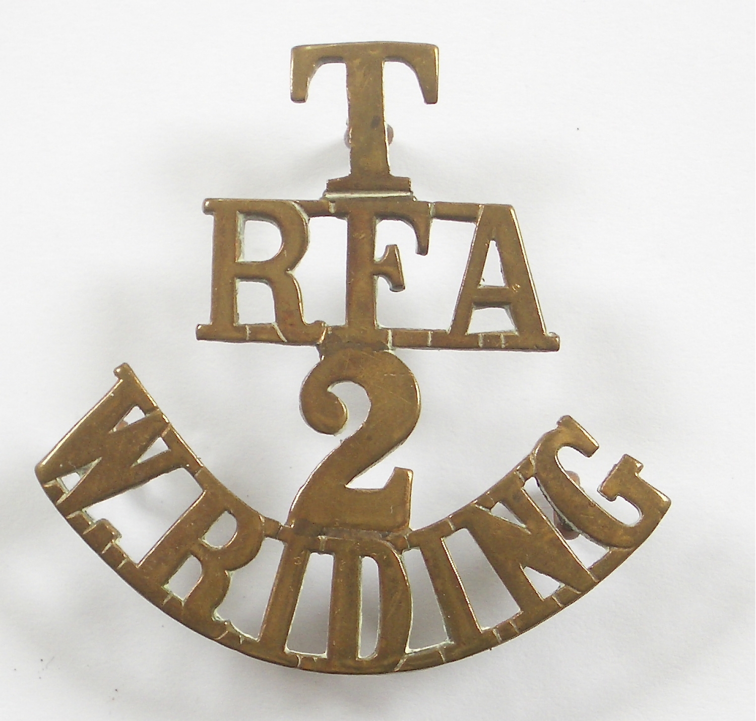 T / RFA / 2 / W. RIDING brass shoulder title
