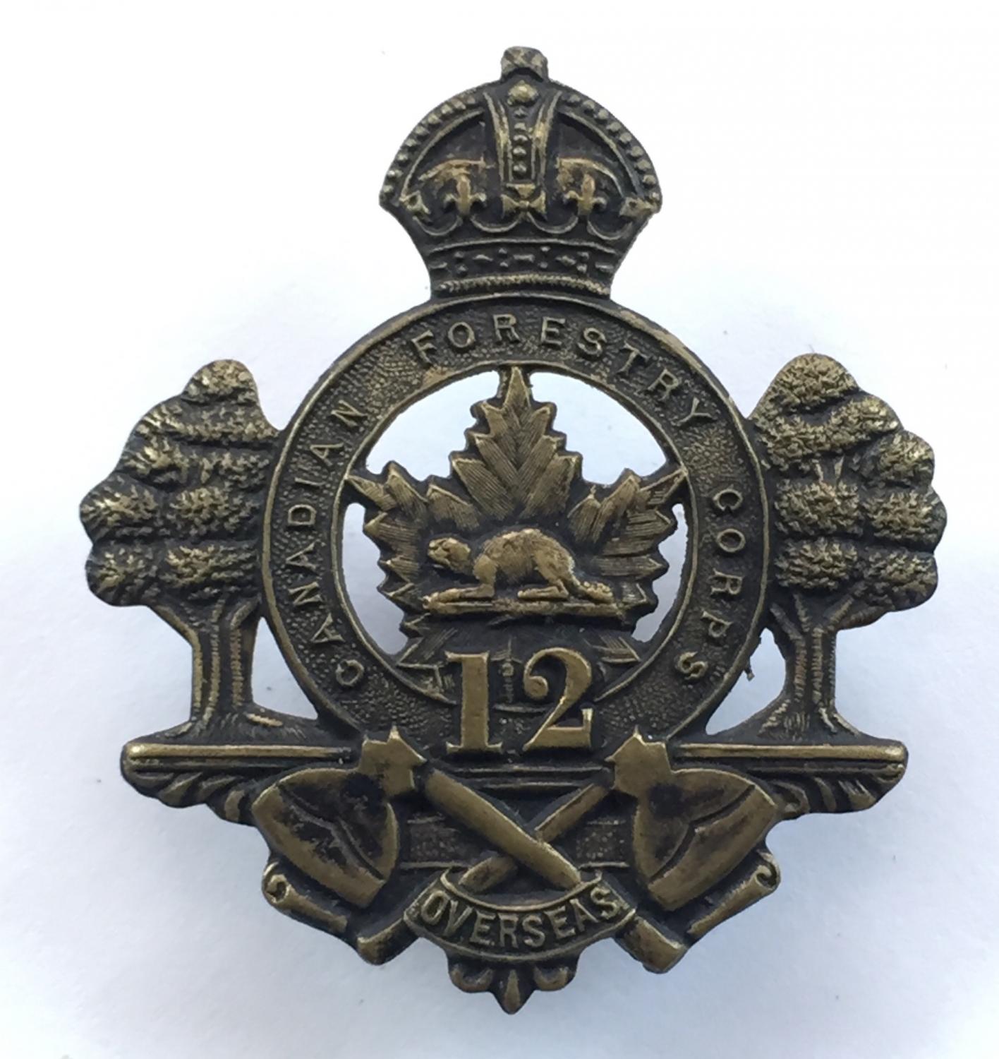 Canadian 12th Forestry Corps CEF WW1 cap badge