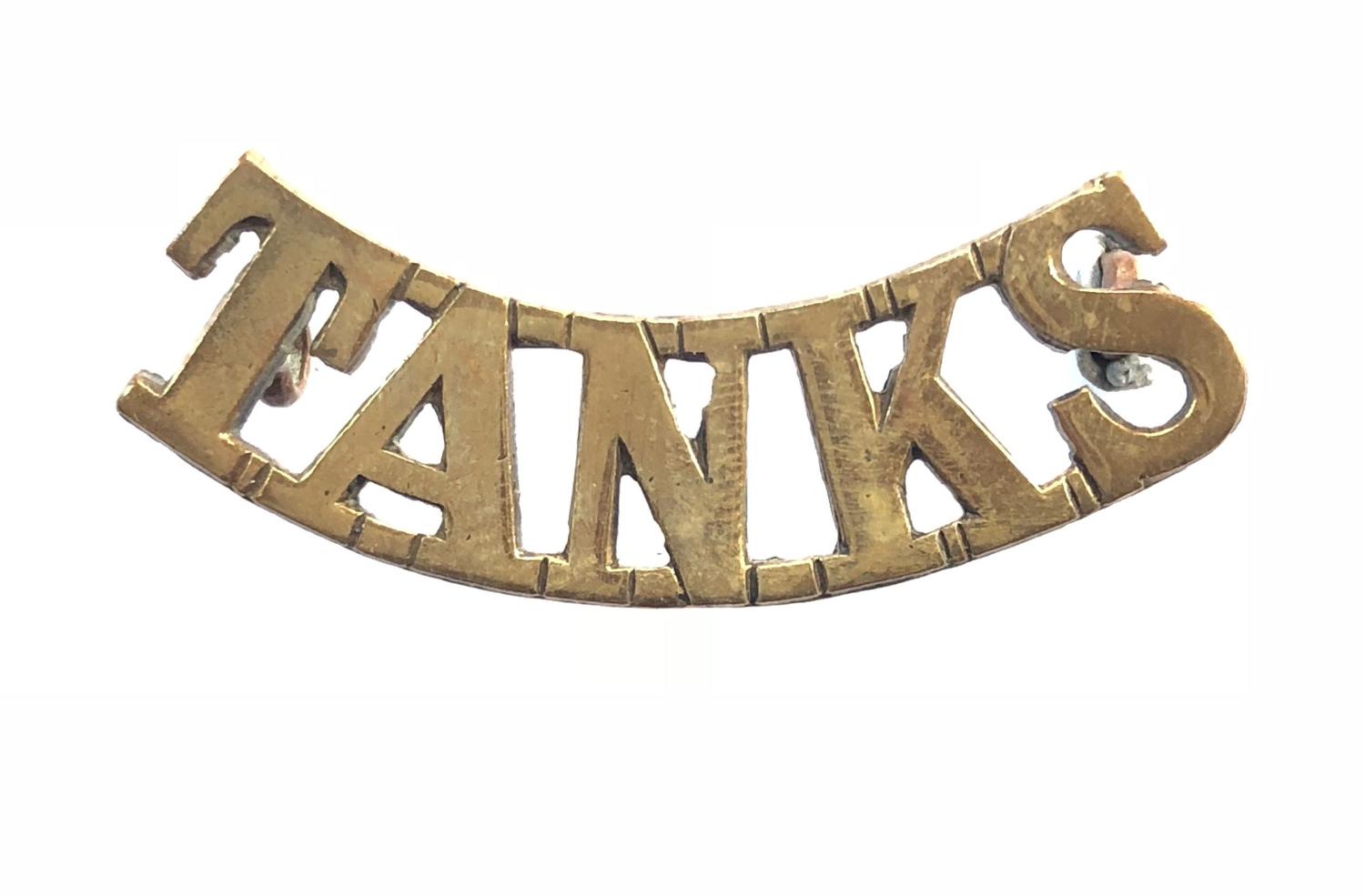 TANKS WWI Tank Corps brass shoulder title.