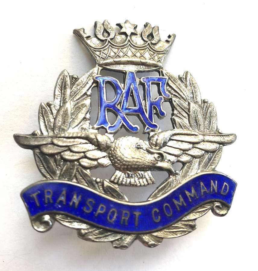 RAF Transport Command WW2 silver and enamel cap badge circa 1943-45