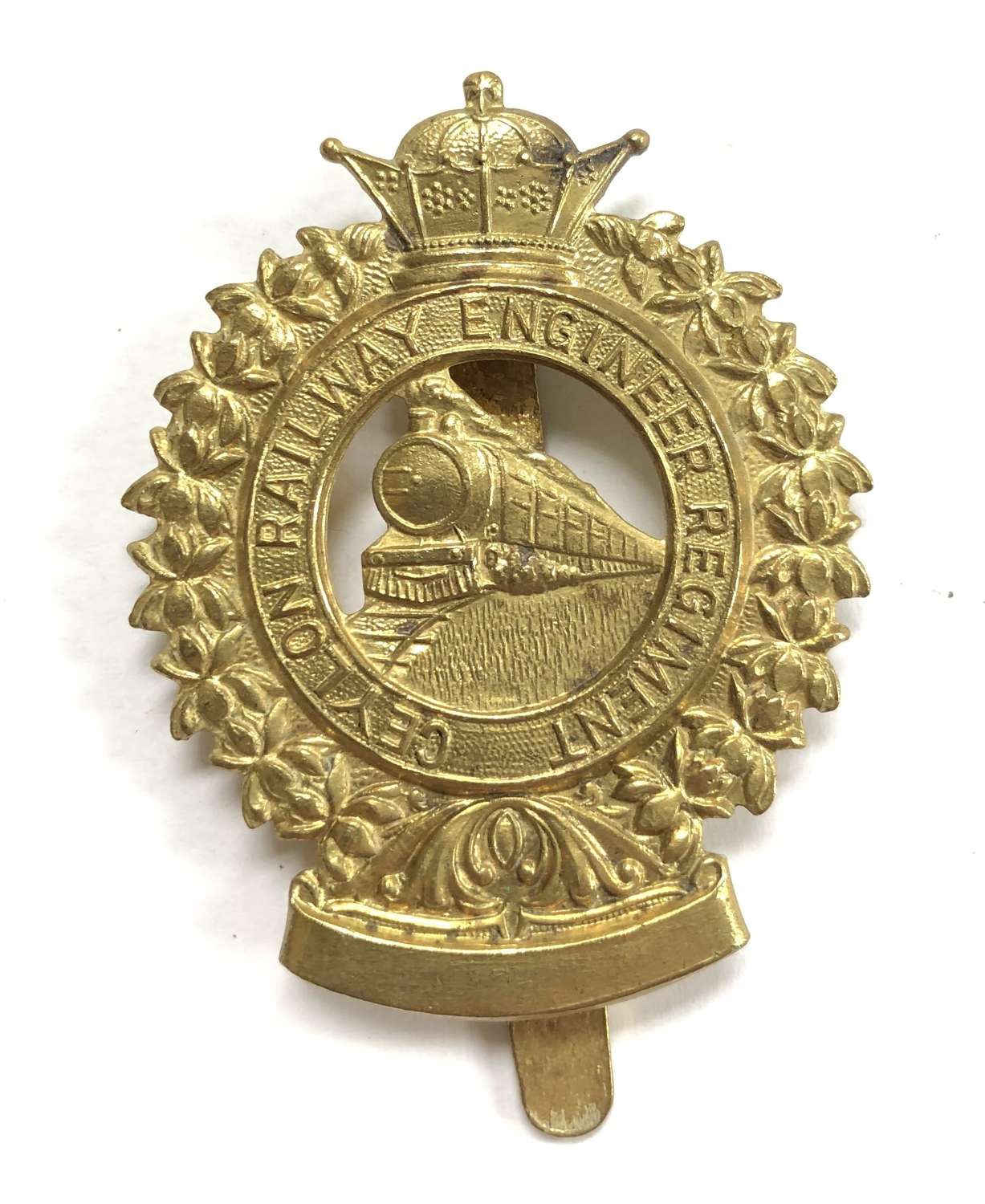Ceylon Railway Engineer Regiment brass cap badge by Dowler, Birmingham