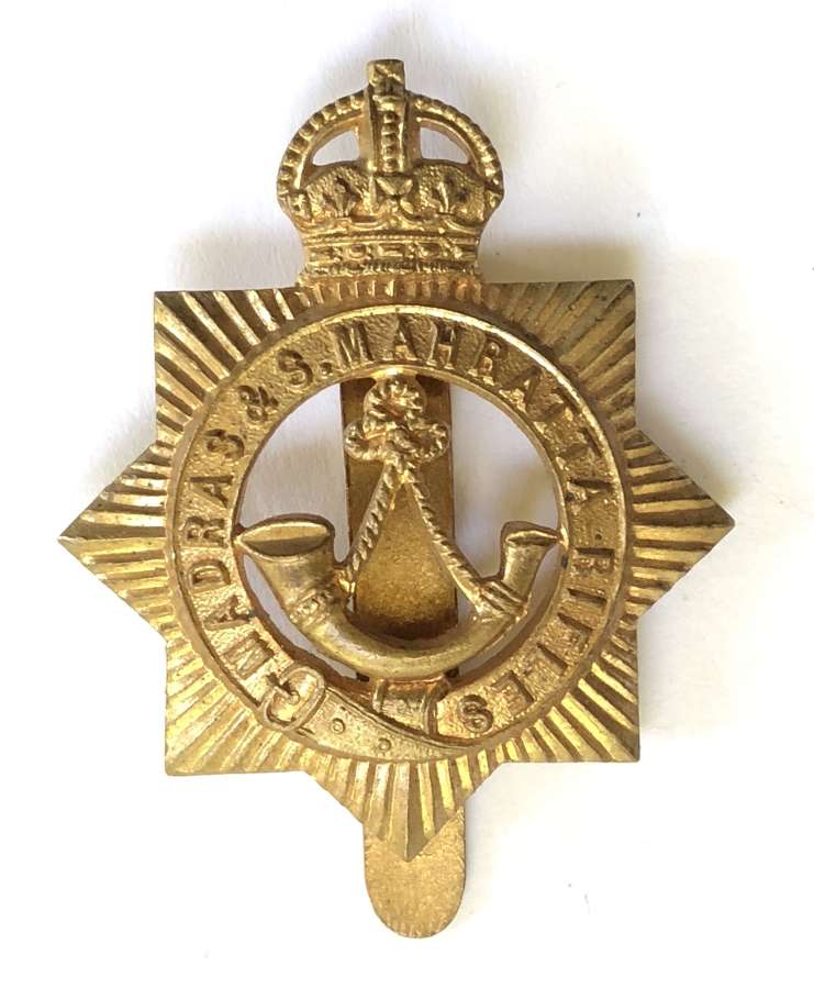 Indian Army. Madras & S. Mahratta Rifles OR’s brass cap badge