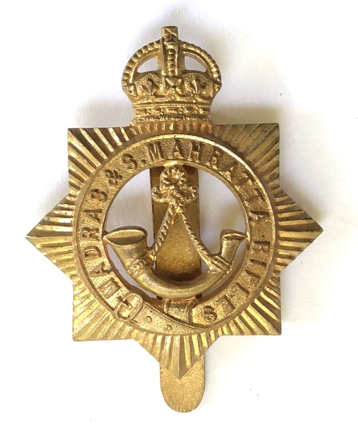 Indian Army. Madras & S. Mahratta Rifles OR’s brass cap badge