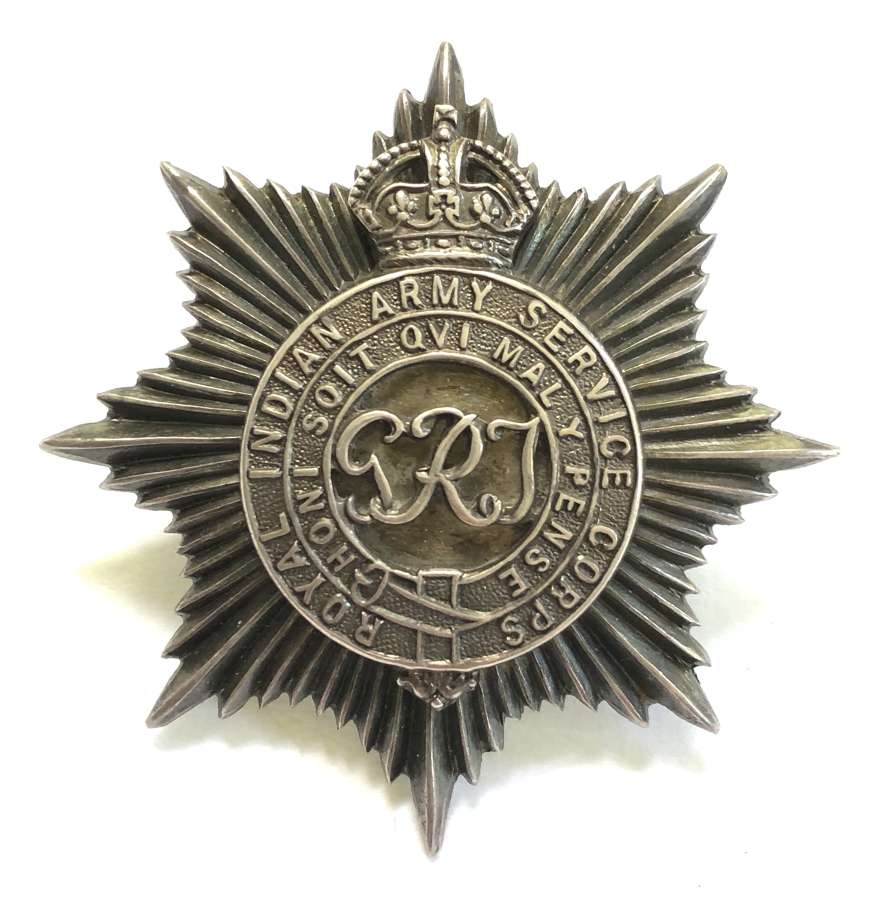 Royal Indian Army Service Corps post 1921 Officer’s silver cap badge