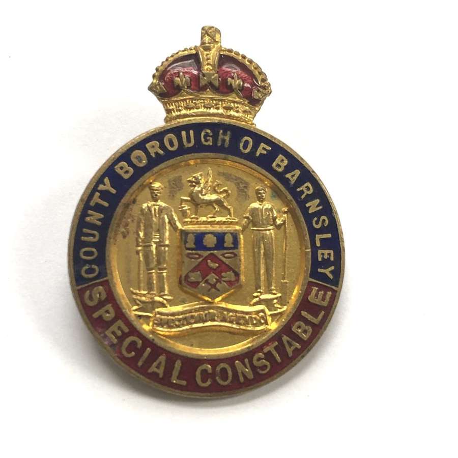 County Borough of Barnsley Special Constable WW1 police lapel badge