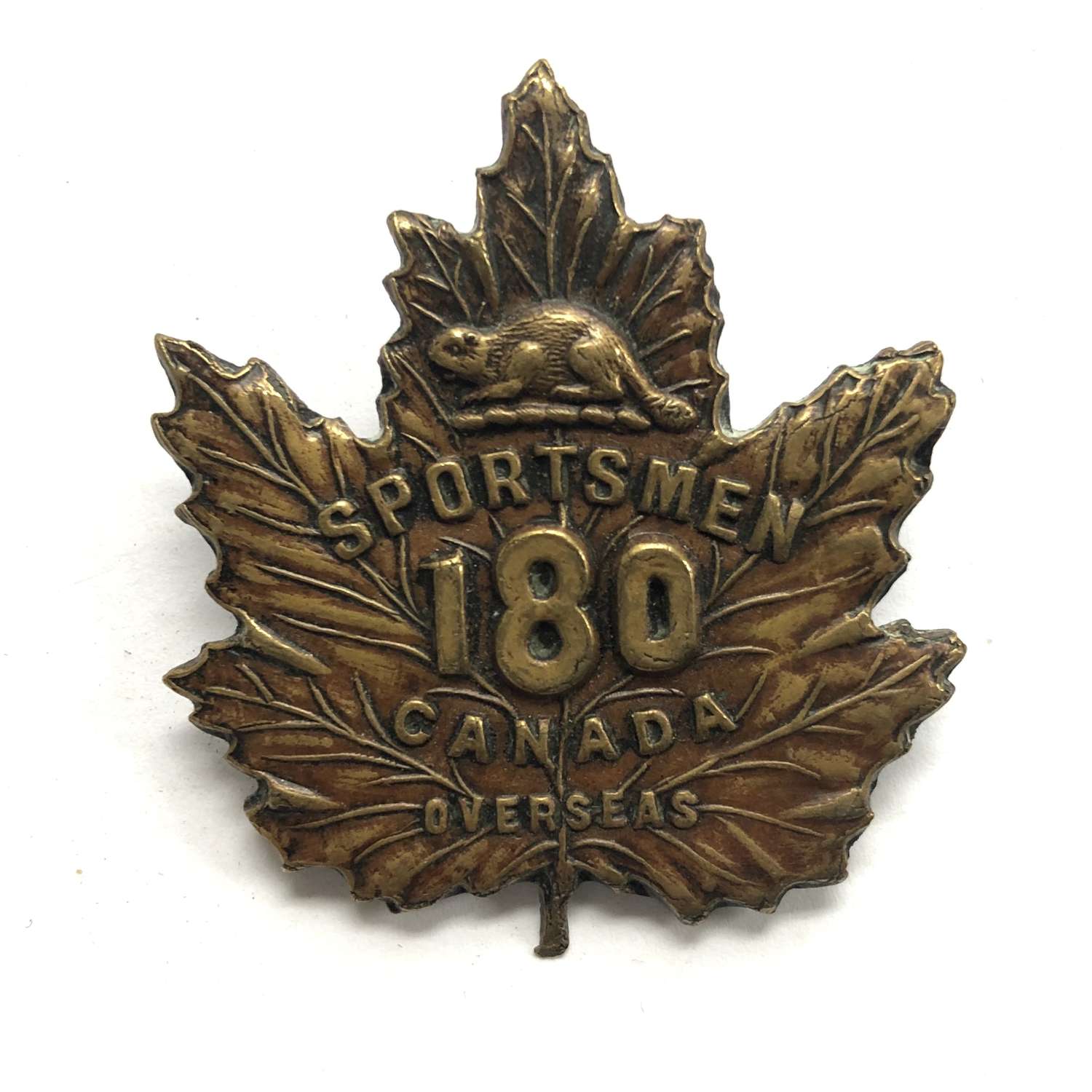 Canadian 180th Sportsmsn Battalion CEF WW1 cap badge